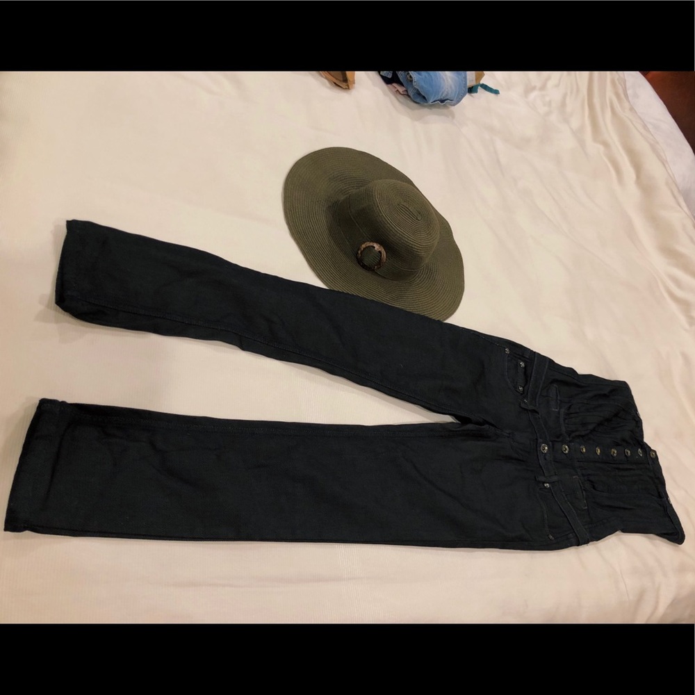 black strapless italian overalls